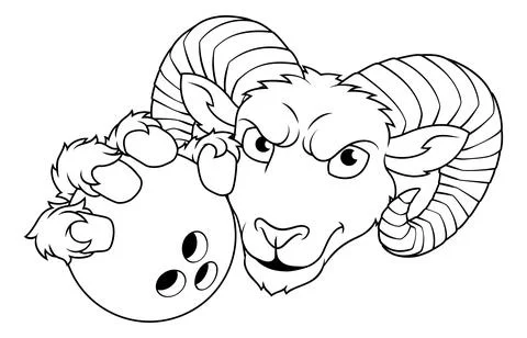 Ram Billy Mountain Goat Sheep Bowling Mascot Stock Illustration