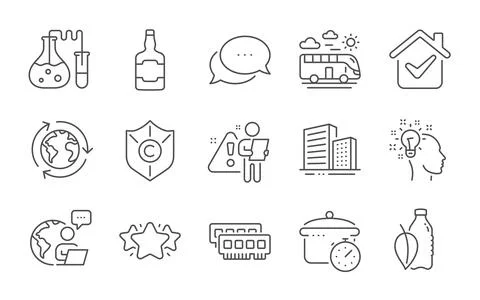 Ram, Buildings and Dots message icons set. Outsourcing, Whiskey bottle and Stock Illustration