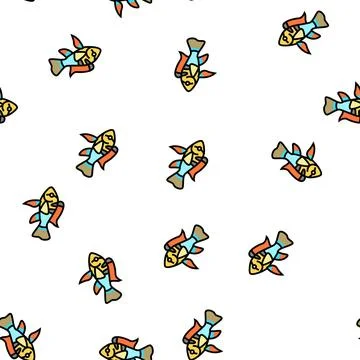 Ram cichlids fish vector seamless pattern Illustrazione stock