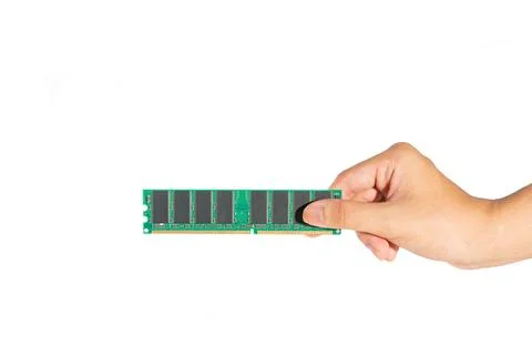 Ram computer desktop in the hands of men for faster upgrades. Stock Photos