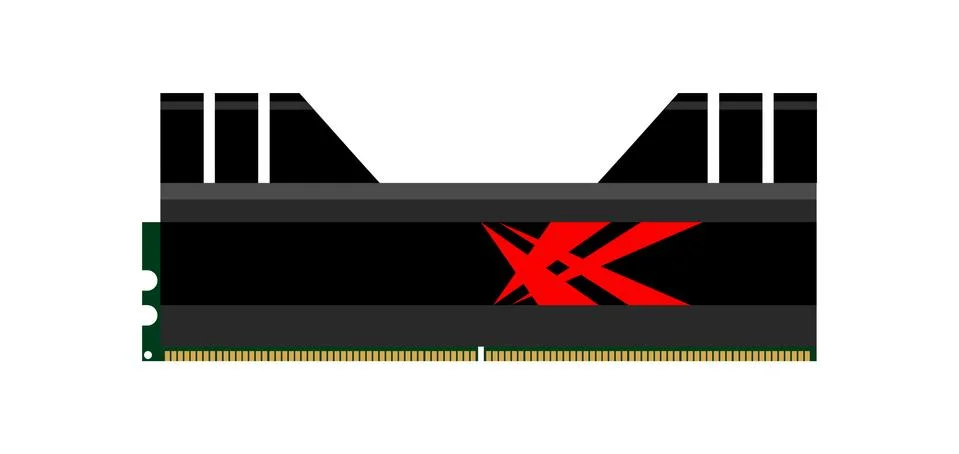 RAM for a computer in the form of one plastic plate on a white background. 스톡 일러스트