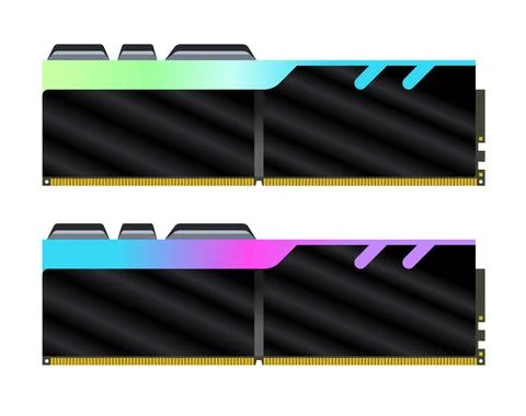 RAM for a computer in the form of two plastic plate on a white background. イラスト素材