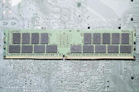 RAM computer memory DDR4 module hardware. RAM DRAM chip electronics motherboard Stock Photos