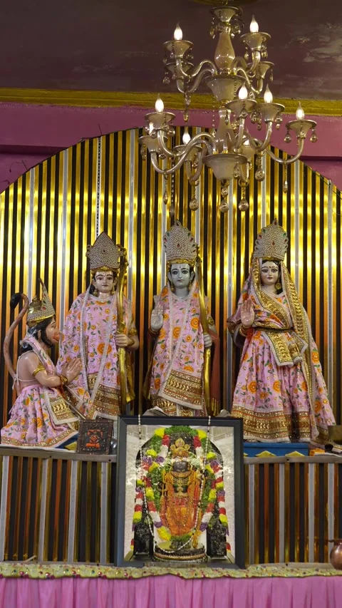Ram Darbaar Statue with Lord Ram, Sita, Lakshman and Hanuman Stock Footage 316895190