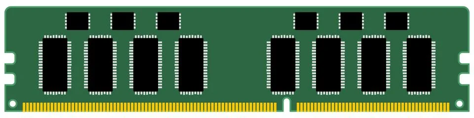 RAM for desktop computer, memory stick isolated on white background. Clipart. Illustrazione stock