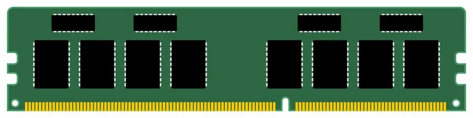 RAM for desktop computer, memory stick isolated on white background. Clipart. Stock Illustration