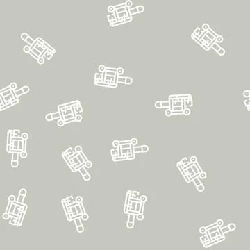 Ram equipment line vector seamless pattern black Stock Illustration