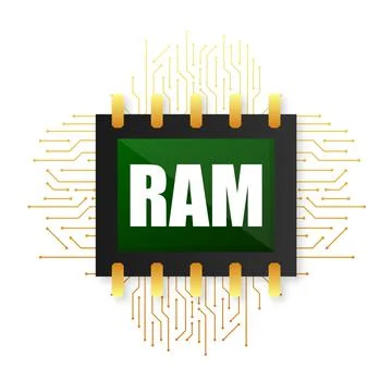RAM flash memory chip. PC hardware. Vector illustration 库存插图