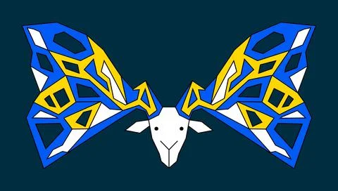 Ram with Geometric Butterfly Wings Stock Illustration