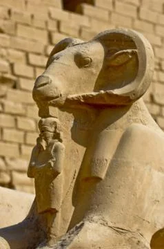 Ram-headed sphinxes-Egypt Temple of Karnak Stock Photos