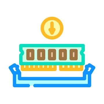 Ram installation repair computer color icon vector illustration Illustrazione stock