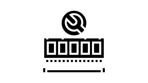 Ram installation repair computer glyph icon animation Stock Footage 326153368