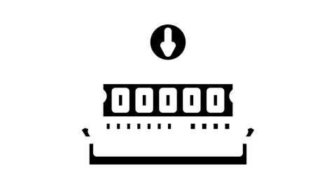 Ram installation repair computer glyph icon animation Stock Footage 326741845