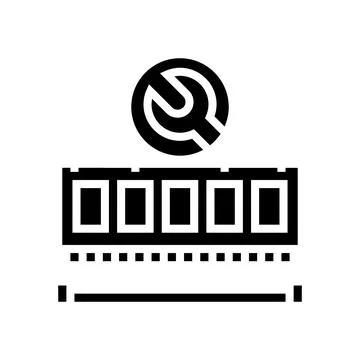 Ram installation repair computer glyph icon vector illustration Illustrazione stock