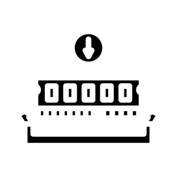 Ram installation repair computer glyph icon vector illustration Illustrazione stock