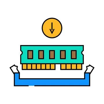Ram installation repair computer icon color illustration Illustrazione stock