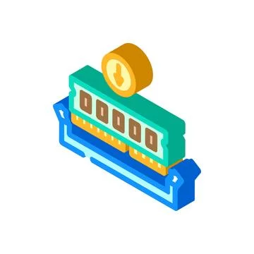 Ram installation repair computer isometric icon vector illustration 스톡 일러스트