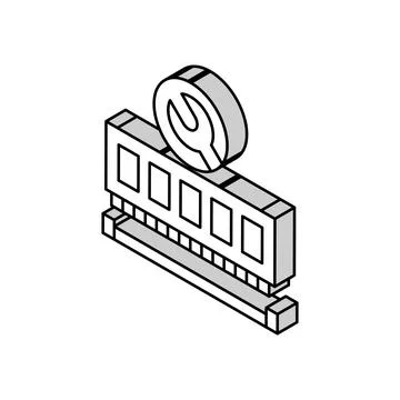 Ram installation repair computer isometric icon vector illustration Stock Illustration