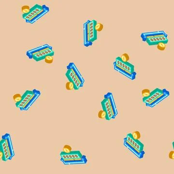 Ram installation repair computer isometric icon seamless pattern イラスト素材