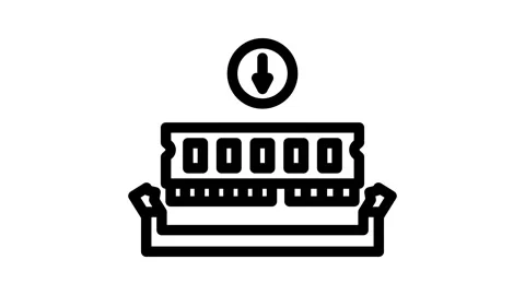 Ram installation repair computer line icon animation Stock Footage 326758572