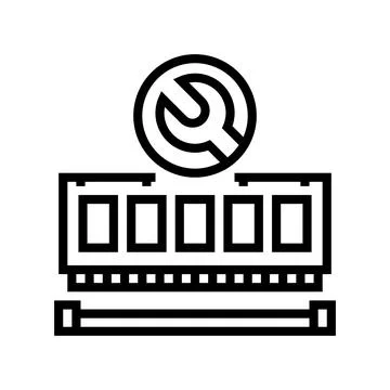 Ram installation repair computer line icon vector illustration Illustrazione stock