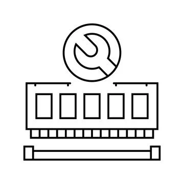 Ram installation repair computer line icon vector illustration Illustrazione stock