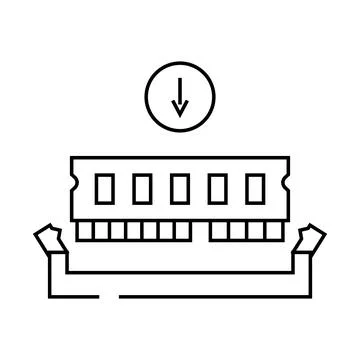 Ram installation repair computer line icon vector illustration Illustrazione stock