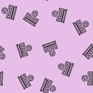 Ram installation repair computer line seamless pattern イラスト素材