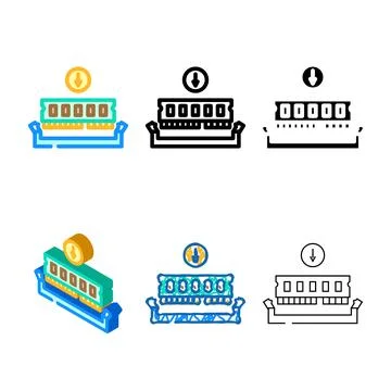 Ram installation repair computer minimal color icon vector Stock Illustration
