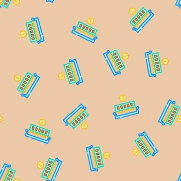 Ram installation repair computer vector seamless pattern イラスト素材