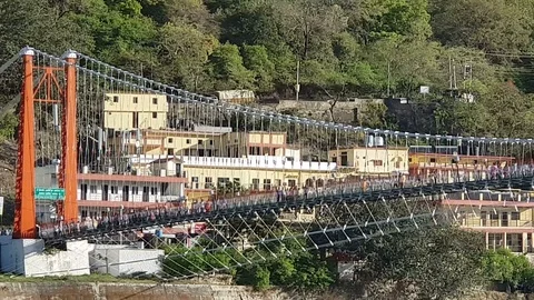 Ram Jhula a landmark of Rishikesh Stock-Footage 106741265