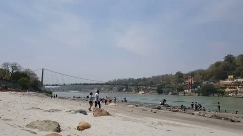 Ram Jhula a landmark of Rishikesh Stock Footage 106741390