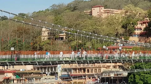 Ram Jhula a landmark of Rishikesh Stock-Footage 106742968