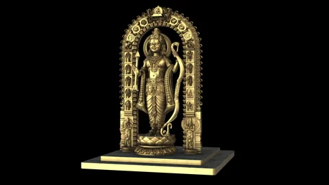 Ram Lalla Statue rotation on a black background Stock Footage 288441477