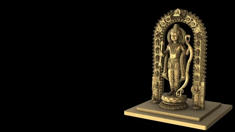 Ram Lalla Statue rotation zoom-out Dx on a black background Stock Footage 288441502