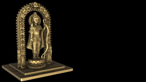 Ram Lalla Statue rotation zoom-out Sx on a black background Stock Footage 288441503