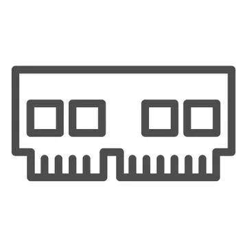 Ram line icon. Computer hardware, memory chip rank symbol, outline style Stock Illustration
