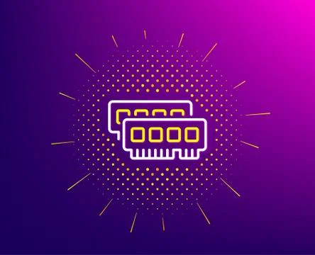 Ram line icon. Computer random-access memory component sign. Vector Illustrazione stock