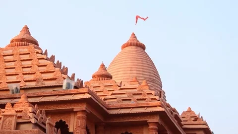 Ram Mandir Model in Kolkata Durga Puja Theme Vídeos de archivo 340001969