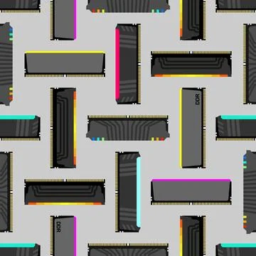 RAM memory card pattern seamless. Random access memory background. Computer.. 스톡 일러스트