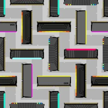 RAM memory card pattern seamless. Random access memory background. Computer.. Illustrazione stock