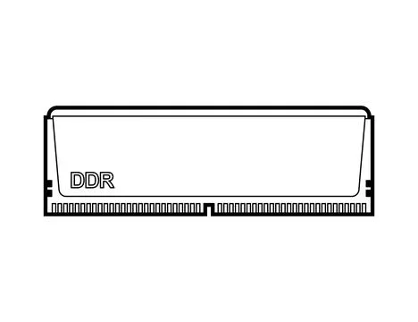RAM memory card. Random access memory isolated. Computer component DDR Illustrazione stock