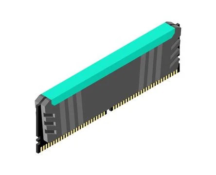 RAM memory card. Random access memory isolated. Computer component DDR 스톡 일러스트