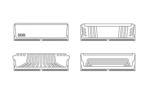 RAM memory card set. Random access memory isolated. Computer component DDR Illustrazione stock