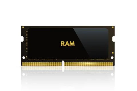 Ram memory chip. Computer processor part vector illustration. PC black イラスト素材