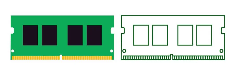 RAM Memory Computer Hardware Circuit Board Microchip Technology Component Illustrazione stock