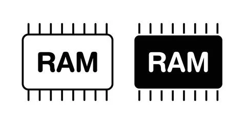 Ram memory icon in black and white. vector icon pack for websites Stock Illustration