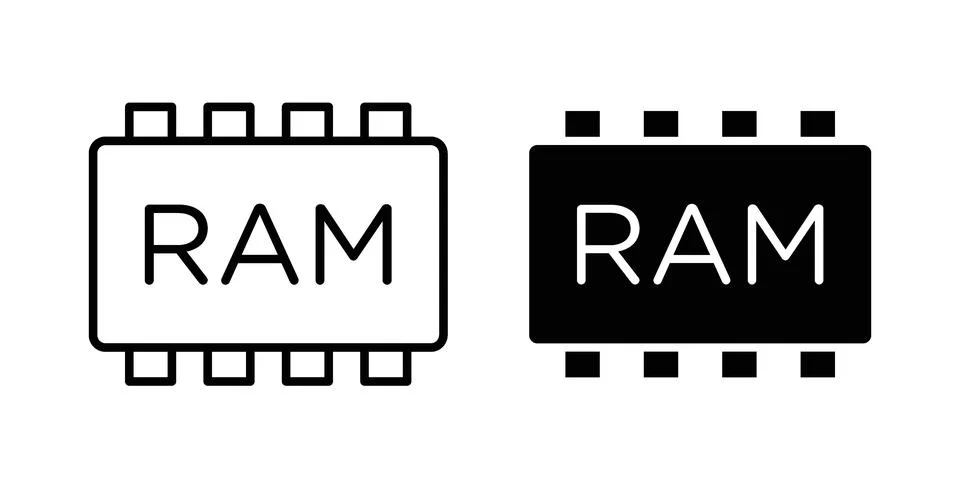 Ram memory icon black vector isolated on white Stock Illustration