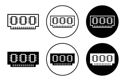 Ram memory icon collection of outline thin line symbol or sign Illustrazione stock