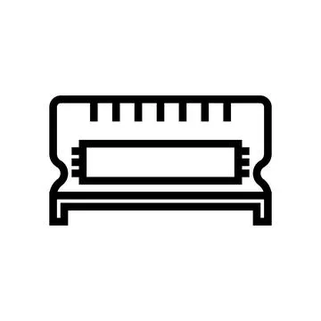 RAM memory line icon isolated on white background. Black flat thin icon on .. Illustrazione stock
